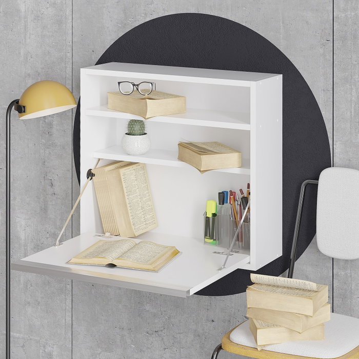 Hanah Home Mesa de estudio 64x60x20 cm Blanco 18mm Tablero de partículas Recubierto de Melamina